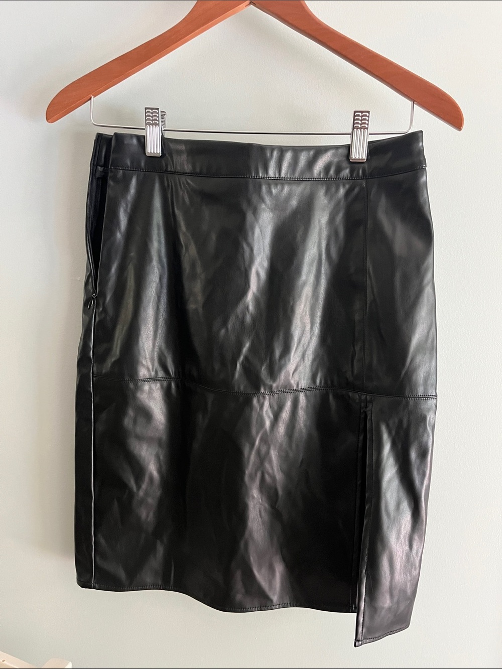 Cider Black Faux Leather Pencil Skirt
